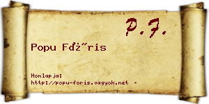 Popu Fóris névjegykártya